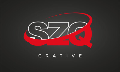 SZQ creative letters logo with 360 symbol vector art template design