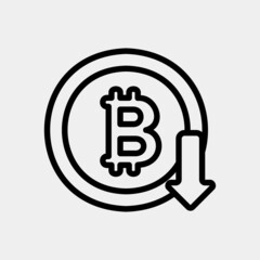 Bitcoin down icon in line style about currency, use for website mobile app presentation