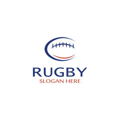 Fototapeta na wymiar Rugby ball logo. Using a vector illustration template design concept. Can be used for sports logos and a team logo