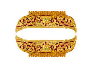 Decorative gold stucco background with engraving flowers patterns isolated on white background , clipping path