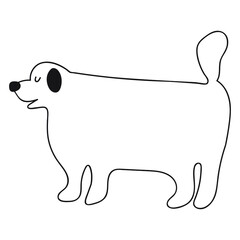 Big dog. Outline vector hand drawn illustration on white background.