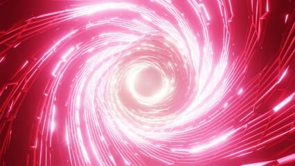 3D Rendering. Flight in abstract sci-fi tunnel. Futuristic motion graphics, high tech background. Time warp portal, lightspeed hyperspace concept. Glowing hi tech texture. Cyberpunk