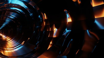 Fototapeta premium 3D Rendering. Abstract futuristic geometric shapes background. Beautiful Relaxing Stylish Trippy Psychedelic VJ Loop. Modern background, screensaver