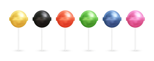 Lollipop candy realistic 3d vector icon illustration with different colors
