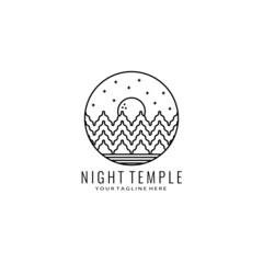 night temple logo design vector illustration 