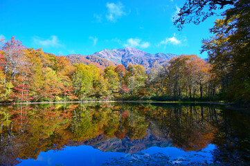刈込池　紅葉　逆さ三ノ峰