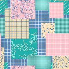 A seamless pattern of squares that mimics a patchwork quilt.