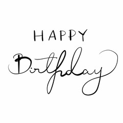 Happy Birthday hand lettering, brush ink calligraphy, Vector illustration 1