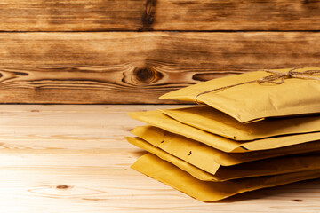 Close up shot of stack of padded mailing envelopes