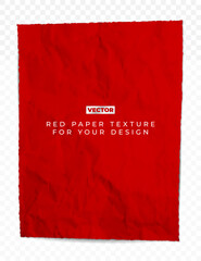 Red grungy crumpled paper texture background with shadow