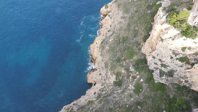 Drone views from Cap de la Nau in Xabia, Alicante, Spain.
