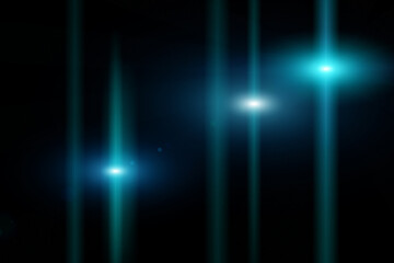 Abstract sun burst, digital flare, iridescent glare over black background.