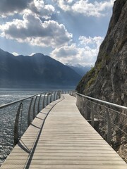 wooden bridge over the river
