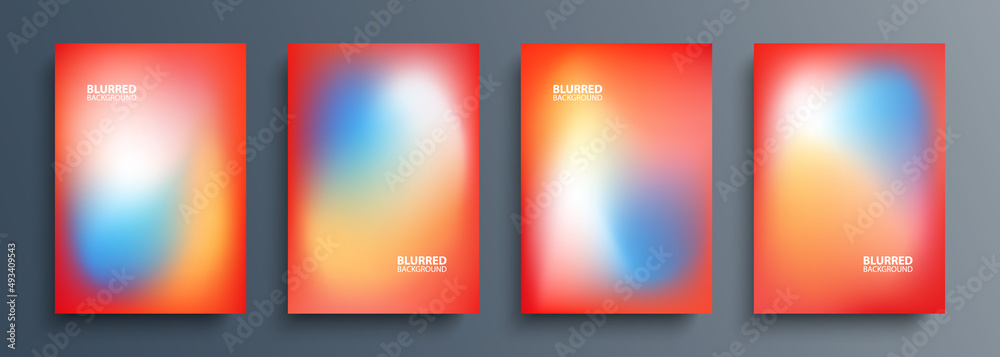 Aufkleber set of blurred backgrounds with modern abstract blurred color gradient patterns. templates collectio