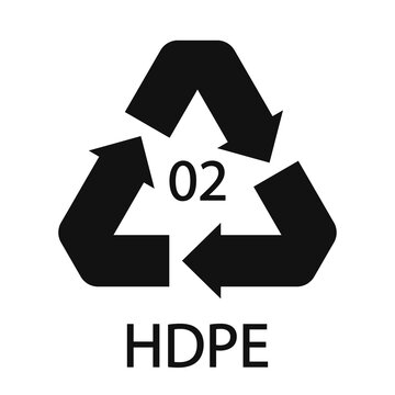 HDPE 02 recycling code symbol. Plastic recycling vector polyethylene sign.