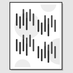 Abstract wall art. Geometric circles and black stripes. Suitable for living room wall decoration. Vector illustration
