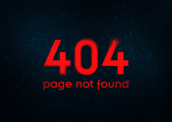 404 sign, grunge style with grain and partial blur. Red and black color scheme.