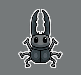 cute rhinoceros beetles symbol. cartoon animal nature concept Isolated illustration. Flat Style suitable for Sticker Icon Design Premium Logo vector. Mascot Character
