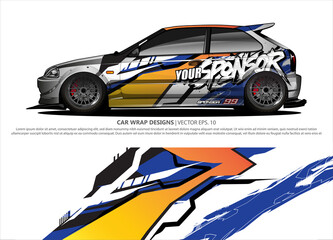 Car wrap decal design vector. abstract Graphic background kit designs for vehicle, race car, rally, livery, sport car
