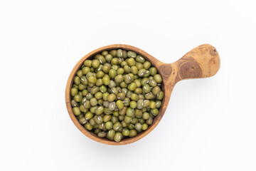 Mung bean, Vigna radiata seeds isolated on white background.