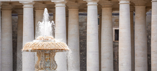 Fountain at Vatican City Square, Italy Europe. Beautiful antique fountain, Landmarks of Rome.