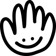 Cute hand drawn smiling face illustration . Decorative adorable doodle pattern.