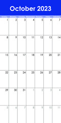 Calendar Grid Set. October PAGE. 12 Months 2023  English 