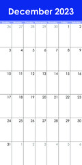 Calendar Grid Set. December PAGE. 12 Months 2023  English 