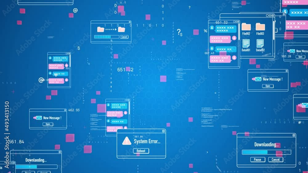 Poster Digital transformation concept. Dialogs of software.