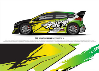 Car wrap decal design vector. abstract Graphic background kit designs for vehicle, race car, rally, livery, sport car
