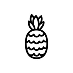 Pineapple flat outlined icon. Vector fruit logo isolated on white background. Vegan food symbol, media glyph for web