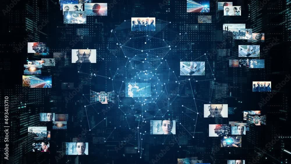 Poster Digital contents concept. Social networking service. Streaming video. NFT. Non-fungible token.