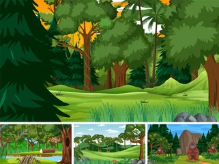 Different forest scenes with wild animals © blueringmedia