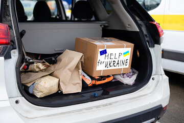 Humanitarian aid to Ukraine because of the war, Charity and assistance to people in need, refugee...
