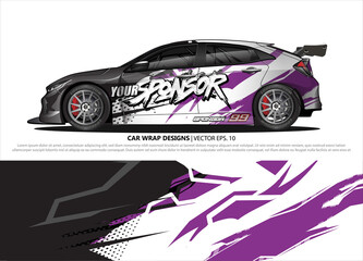 Car wrap decal design vector. abstract Graphic background kit designs for vehicle, race car, rally, livery, sport car
