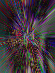 Abstract iridescent burst background image.