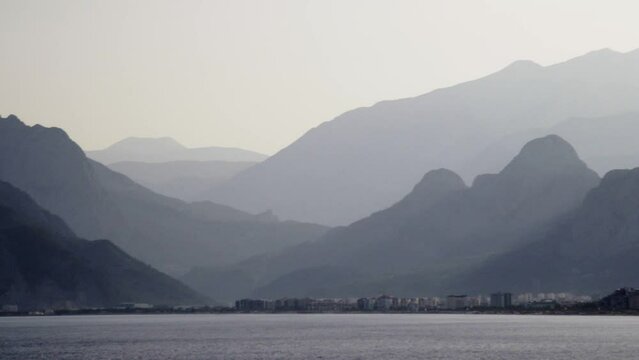 Taurus Aegean mountains mediterranean Antalya Turkey pan shot