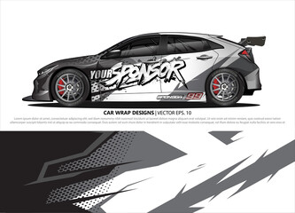 Car wrap decal design vector. abstract Graphic background kit designs for vehicle, race car, rally, livery, sport car
