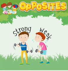 Opposite words for strong and weak