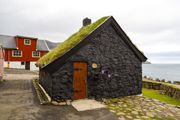 Fototapeta na wymiar Small village Elduvik, Faroe Islands, Denmark.