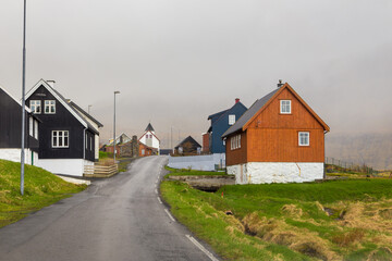 Fototapeta na wymiar Small village Hellur, Faroe Islands, Denmark.