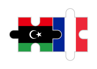 puzzle pieces of libya and france flags. vector illustration isolated on white background