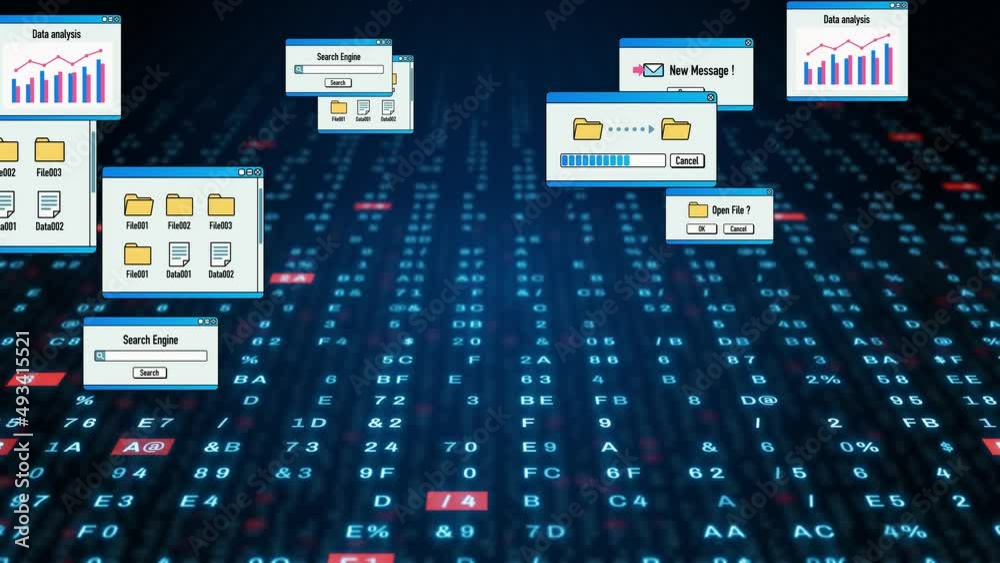 Poster Digital transformation concept. Dialogs of software.