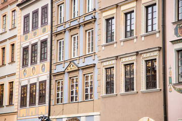 Fototapeta premium Narrow streets with colourful building fronts in Poland, Europe 