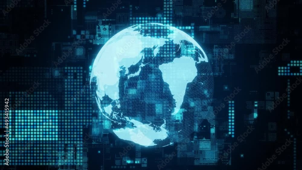 Poster Global communication network concept. Digital transformation. DX.