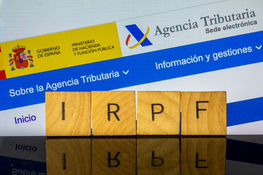 Income Tax Campaign Spain. Euro Coin IRPF web Background. Declaracion de la Renta Macro