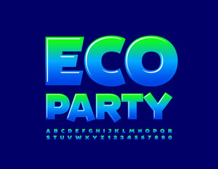 Vector creative logo Eco Party. Trendy Bright  Font. Artistic Alphabet Letters and Numbers