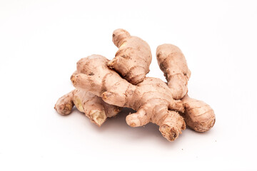 Ginger roots isolated on white background, Indian seasoning spice