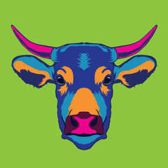 Cow face vector illustration in decorative style, perfect for tshirt style and mascot logo