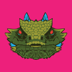 Horned Lizard face vector illustration in decorative style, perfect for tshirt style and mascot logo 